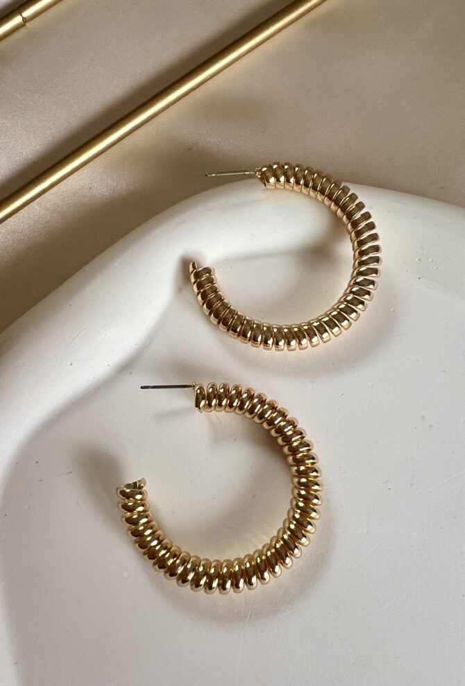 İri Gold Bobin Halka Küpe