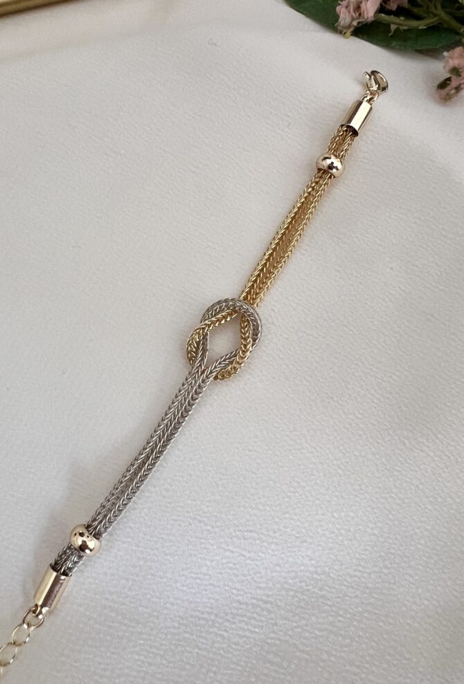 Gold Gümüş Hasır Düğüm  Bileklik