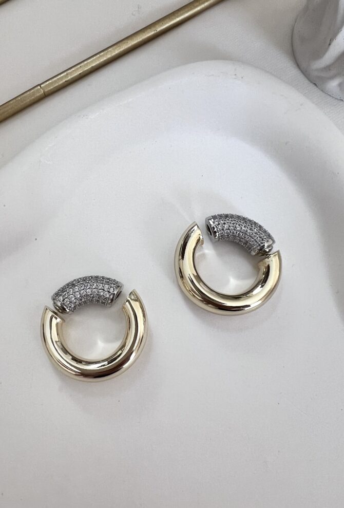 Marka Model Gold Taşlı Halka Küpe