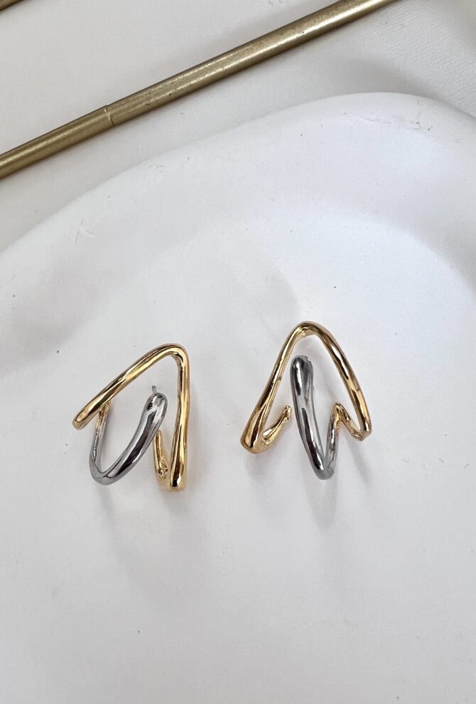Tasarım Gold Gümüş Kafes Küpe