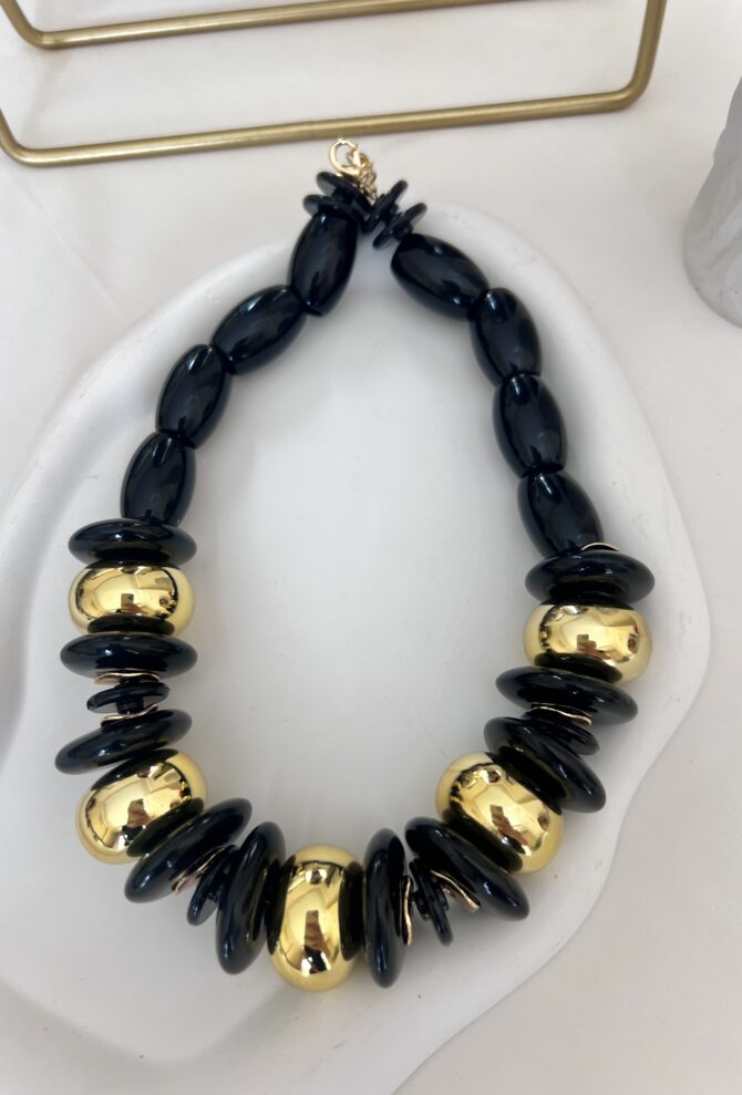 Tasarım Gold Siyah Kolye - Görsel 2