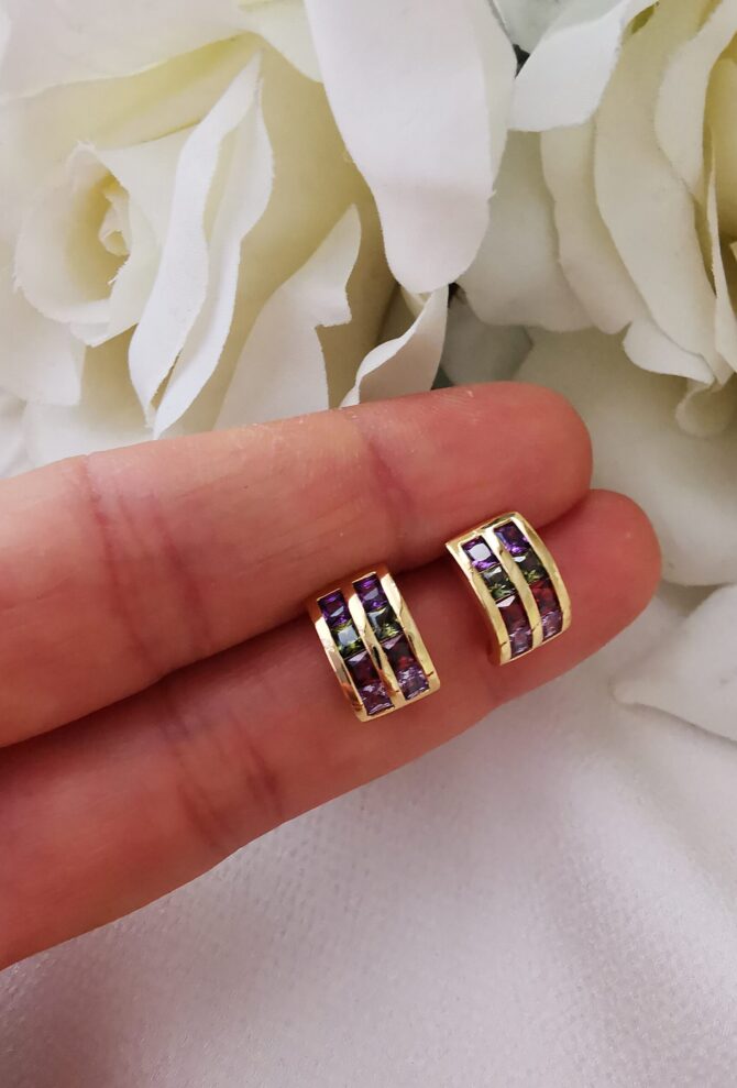 Özel Seri Renkli Zirkon Taşlı Mini Küpe