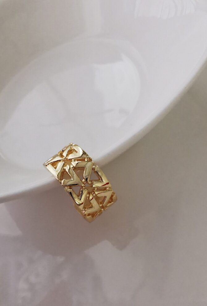 Yüzeyi Geometrik Desen Gold Kıkırdak küpe