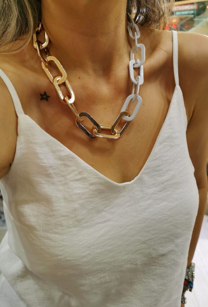 Gold White Zinicir Kolye