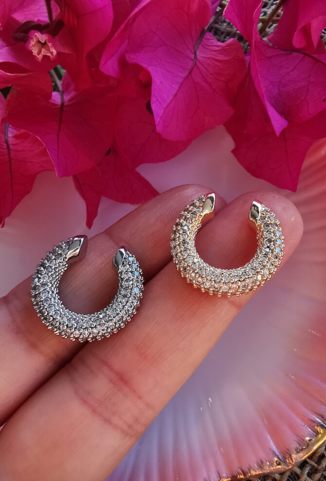 Komple Zirkon Taşlı Halka Kıkırdak Küpe - Görsel 2