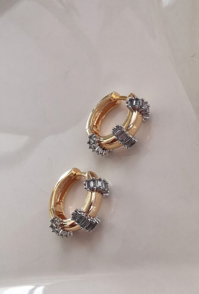 Baget Detay Gold Halka Küpe