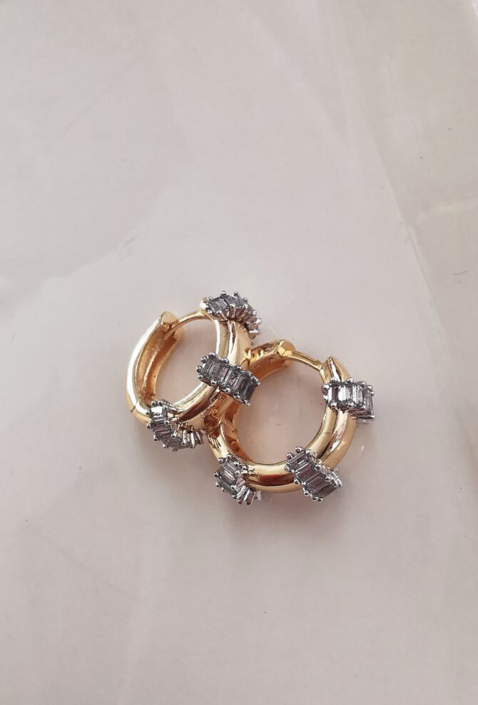 Baget Detay Gold Halka Küpe - Görsel 2