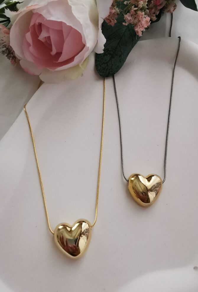 Özel Seri Uzun Zincir Gold Kalp Kolye - Görsel 2