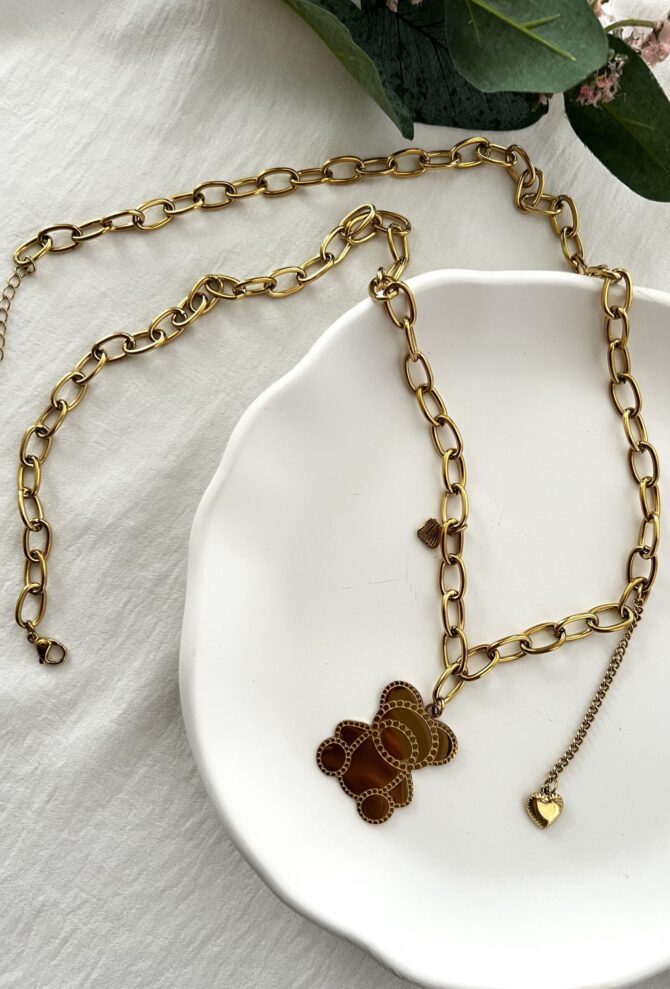 Çelik Uzun Gold Teddy Kolye