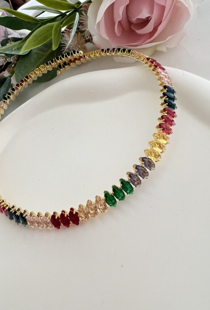 Özel Seri Renkli Taş Dizi Choker Kolye - Görsel 2