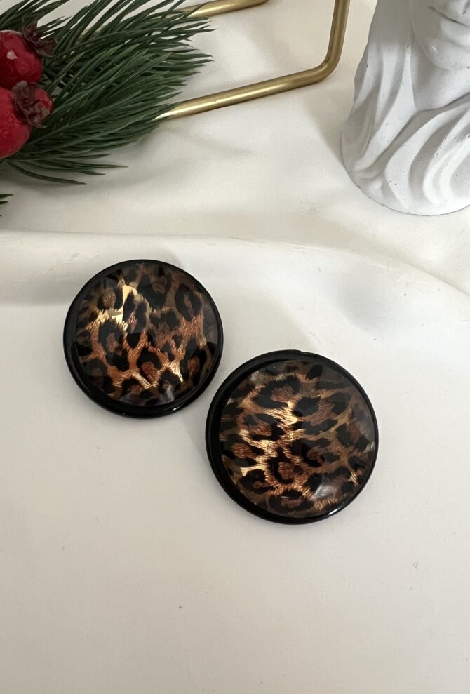 Leopar Işıltılı Daire Küpe