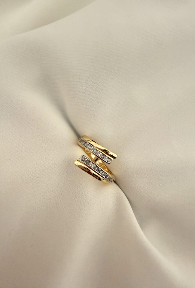 14 K Plaka İçi Baget Dizi Kıvrım Ayarlı Yüzük