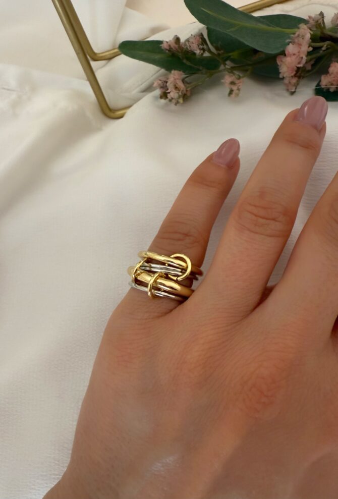 Gold Gümüş Çoklu Yüzük - Görsel 3
